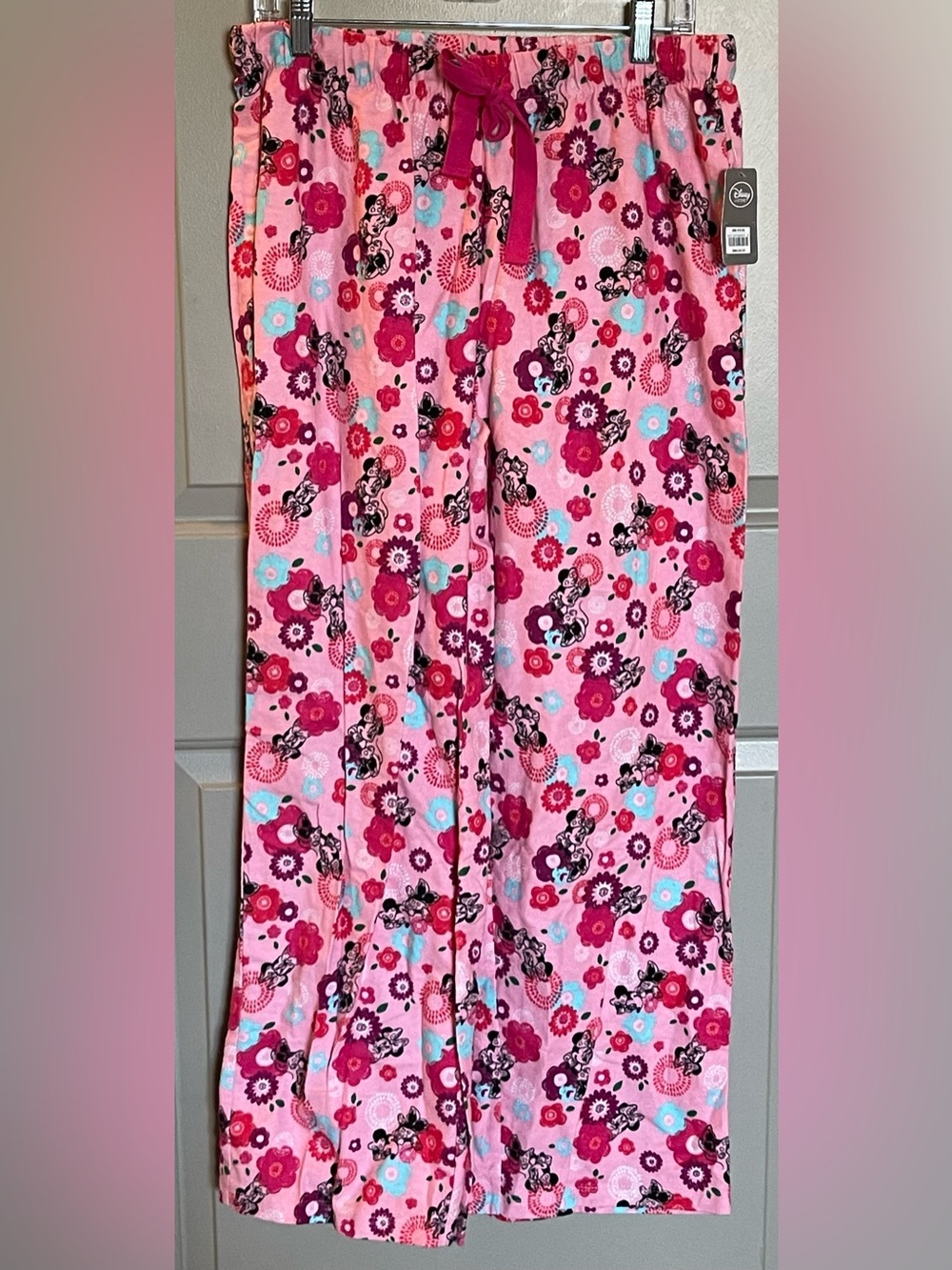 Disney Minnie Mouse Fleece Lounge Pants Pajamas Pink Size Large NWT